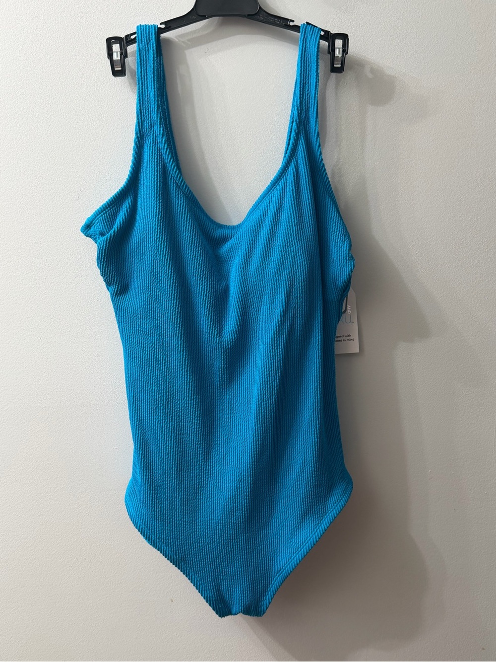 Time and Tru Bright Blue Ribbed One-Piece Swimsuit Womens 2X
